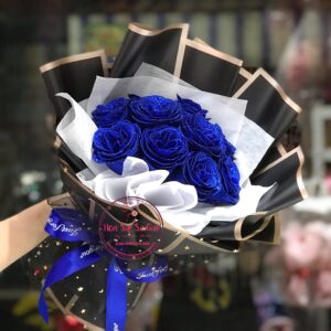 Hoa sáp kim tuyến- 10 navy- giấy viền gold