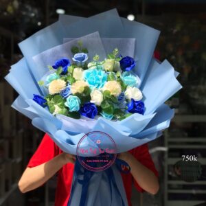 BOH118 Hoa sáp mix - giấy xanh