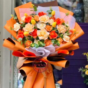 Hoa sáp mix tulip tông cam