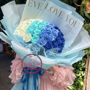 BOH71 Hoa sáp 3 lớp - chuyển màu tông xanh dương