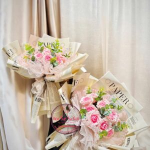 Hoa sáp 7 lớp- hồng 2 màu- giấy PAPER be