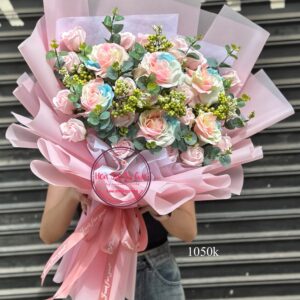 Hoa sáp 3 lớp- hồng phấn+ pastel dạ quang 2