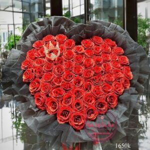 BOH94 Hoa sáp kim tuyến - đỏ - vải voan đen