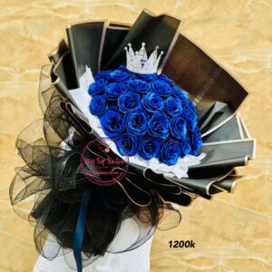 BOH101 Hoa sáp kim tuyến - 30 navy - giấy viền gold