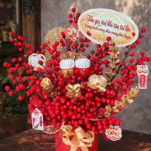 Đào đông đỏ* Mèo may mắn khai trương/ tân gia/ sinh nhật tgd2