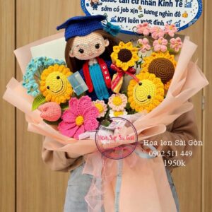 BOH137 Doll nữ len* Hoa len handmade