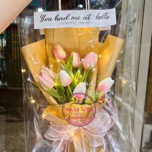 Hoa sáp tulip + led 450