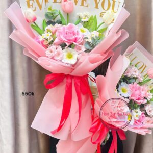 Hoa sáp mix- tông hồng- ily hồng bb38
