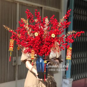Bình đào đông đỏ- xanh