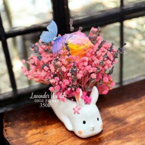 Lọ bé thỏ*hoa hồng ướp dạ quang