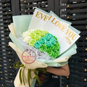 Hoa sáp 3 lớp- chuyển màu tông xanh lá