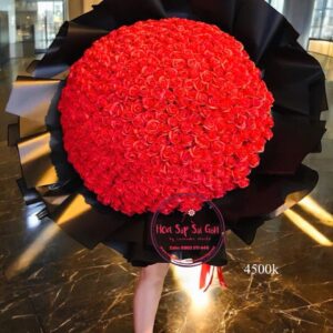 [Pre- Order] Hoa sáp 3 lớp- đỏ tươi- giấy đen ft