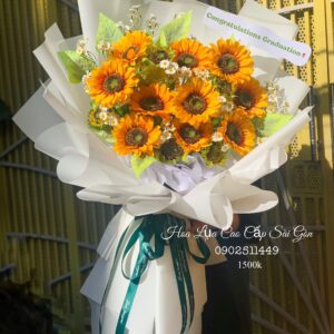 Hướng dương lụa giấy trắng