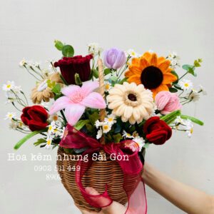 Giỏ hoa kẽm nhung