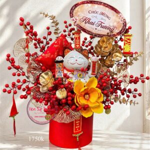 Đào đông đỏ* Mèo máy thần tài khai trương/ tân gia/ sinh nhật tgd1