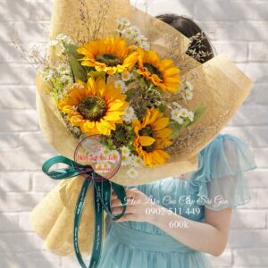 BOH28 Hoa lụa hướng dương - lưới bố