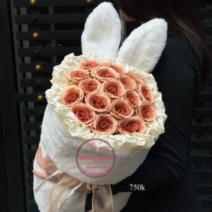 Hoa hồng sáp xoắn kép * Hoa bó vải Bunny trắng | HB28