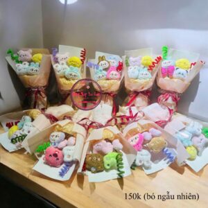 Bó hoa đầu thú bông cute- mix ngẫu nhiên