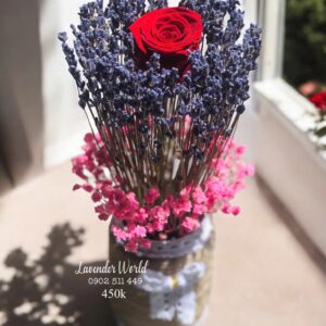 Lọ Lavender + hoa hồng ướp + baby
