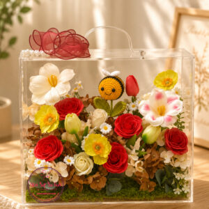 VB51 Crochet Bee* Hoa mix - Vali mica cao cấp 30.35.18cm