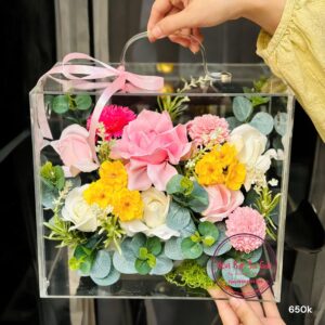 VB8 Hoa sáp mix - Vali mica cao cấp 24.27.15cm
