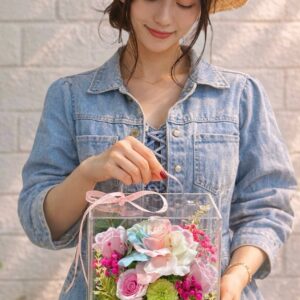 VB2 Hoa mix - Vali mica cao cấp 20.20.15cm