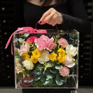 VB8 Hoa sáp mix - Vali mica cao cấp 24.27.15cm