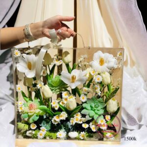 Vali mica cao cấp 30.35.18cm: tone trắng