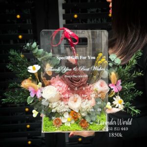 Lịch hoa acrylic: Hoa thật khô vĩnh cửu LHA2