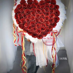 BOH87 Hoa sáp kim tuyến - đỏ - voan trắng công chúa