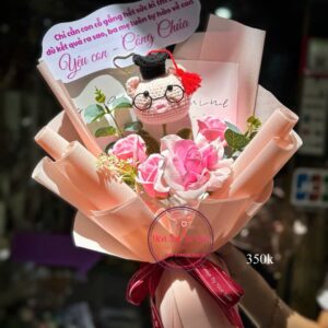 Hoa sáp + heo len handmade
