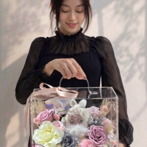 VB13 𝐏𝐨𝐩 𝐌𝐚𝐫𝐭 𝐒𝐊𝐔𝐋𝐋 𝐏𝐀𝐍𝐃𝐀* Hoa mix - Vali mica cao cấp 24.27.15cm