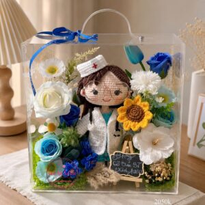 VB21 Doll bác sĩ* Hoa mix - Vali mica cao cấp 28.28.15cm