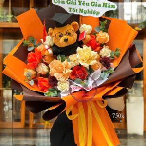 Hoa sáp tông cam mix* gấu nâu