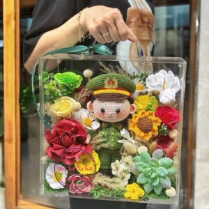 VB18 Doll C.An* Hoa mix - Vali mica cao cấp 28.28.15cm