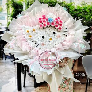 BOH116 Hoa sáp - Hello Kitty - trắng