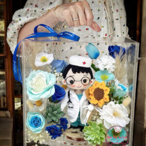 VB20 Doll bác sĩ* Hoa mix - Vali mica cao cấp 28.28.15cm