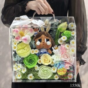 VB12 Pop Mart CRY BABY* Hoa sáp mix - Vali mica cao cấp 24.27.15cm