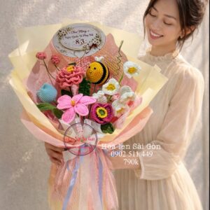 BOH11 pn29 Hoa len handmade mix