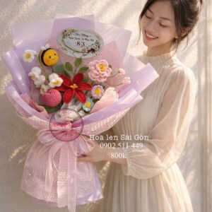 BOH15 pn28 Hoa len handmade mix