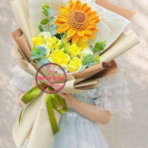 BOH29 Hướng dương len handmade + hoa sáp
