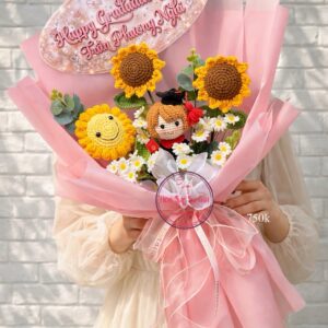 BOH135 Doll nữ len handmade tốt nghiệp* Hoa len handmade