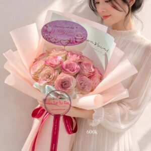 BOH128 Hoa sáp kim tuyến hồng phấn galaxy - you are my sunshine