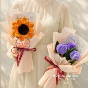 BOH23 Hoa kẽm nhung handmade/ bó