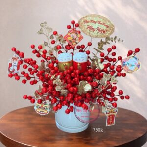 Đào đông đỏ* Mèo may mắn khai trương/ tân gia/ sinh nhật - cst1