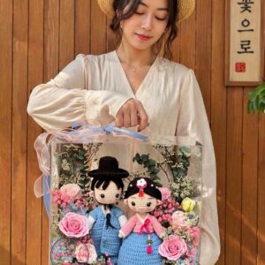 VB33 Hanbok Couple Handmade* Hoa mix - Vali mica cao cấp 35.35.20cm