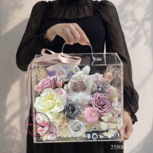 VB13 𝐏𝐨𝐩 𝐌𝐚𝐫𝐭 𝐒𝐊𝐔𝐋𝐋 𝐏𝐀𝐍𝐃𝐀* Hoa mix - Vali mica cao cấp 24.27.15cm
