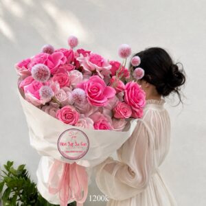 BOH55 Hoa sáp mix - satin trắng