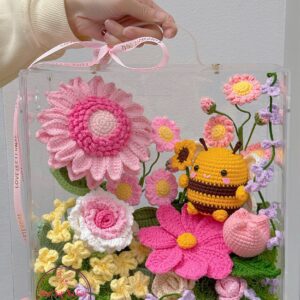 VB44 Ong len handmade* Hoa handmade - Vali mica cao cấp 28.28.15cm