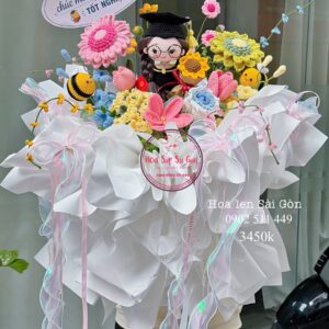 BOH153 Doll nữ tốt nghiệp* Hoa len handmade - Vibe công chúa